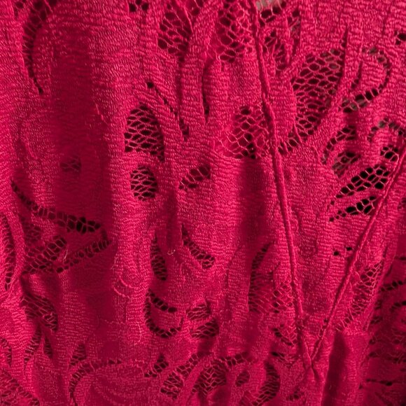 H&M Red Lace Stretch Midi Dress Size 8 Bodycon Wedding Guest Party - Picture 8 of 9